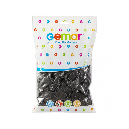 Balony metaliczne Gemar 26cm CZARNY 100szt -zdjęcie numer 2