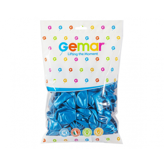 Balony metaliczne Gemar 26cm NIEBIESKI 100szt -zdjęcie numer 2