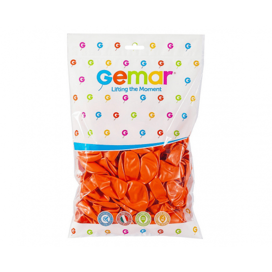 Balony metaliczne Gemar 26cm POMARAŃCZOWY 100szt -zdjęcie numer 2