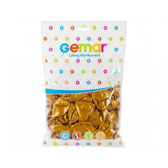Balony metaliczne Gemar 26cm ZŁOTY 100szt -zdjęcie numer 2