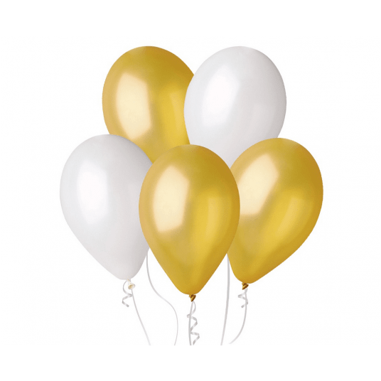 Balony metaliczne Gemar 26cm ZŁOTY & PERŁA 50szt -zdjęcie numer 2