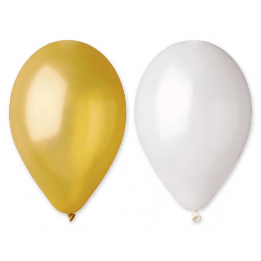 Balony metaliczne Gemar 26cm ZŁOTY & PERŁA 50szt -zdjęcie numer 1
