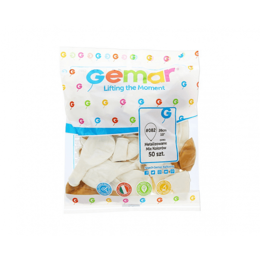 Balony metaliczne Gemar 26cm ZŁOTY & PERŁA 50szt -zdjęcie numer 3