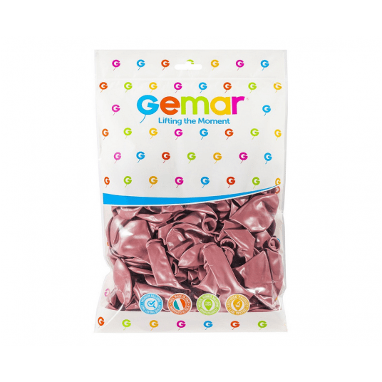 Balony metaliczne Gemar 26cm ZŁOTY RÓŻ 100szt -zdjęcie numer 2