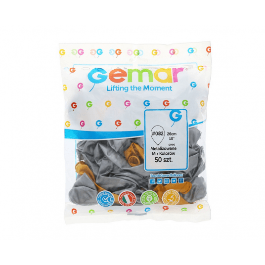 Balony metaliczne Gemar 26cm ZŁOTY & SREBRNY 50szt -zdjęcie numer 3