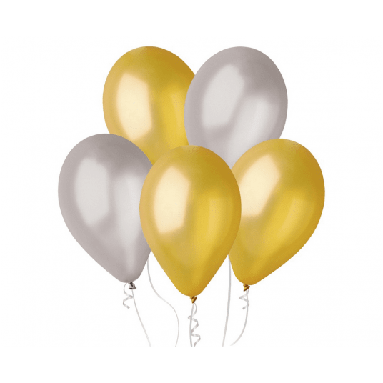 Balony metaliczne Gemar 26cm ZŁOTY & SREBRNY 50szt -zdjęcie numer 2