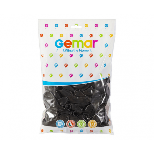 Balony pastelowe Gemar 26cm CZARNE 100szt -zdjęcie numer 2