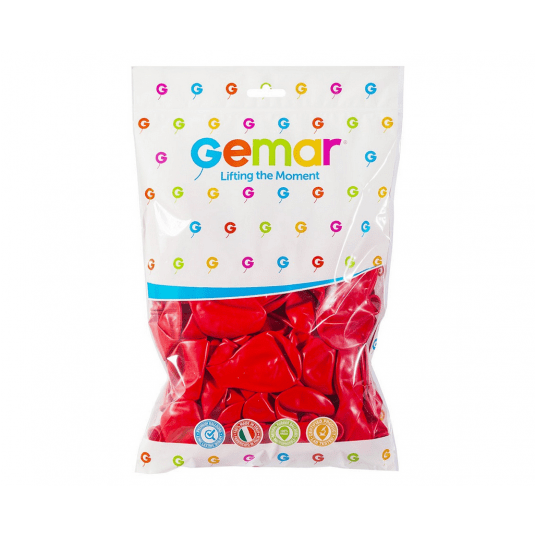 Balony pastelowe Gemar 26cm CZERWONE 100szt -zdjęcie numer 2