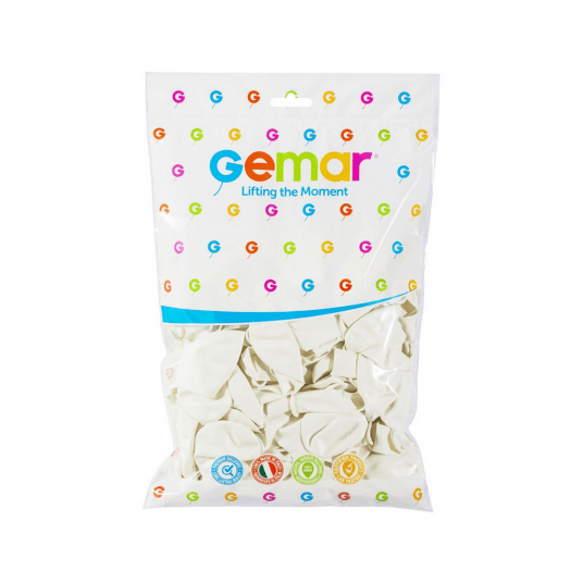 Balony pastelowe Gemar 26cm PASTEL BIAŁE 100szt -zdjęcie numer 2