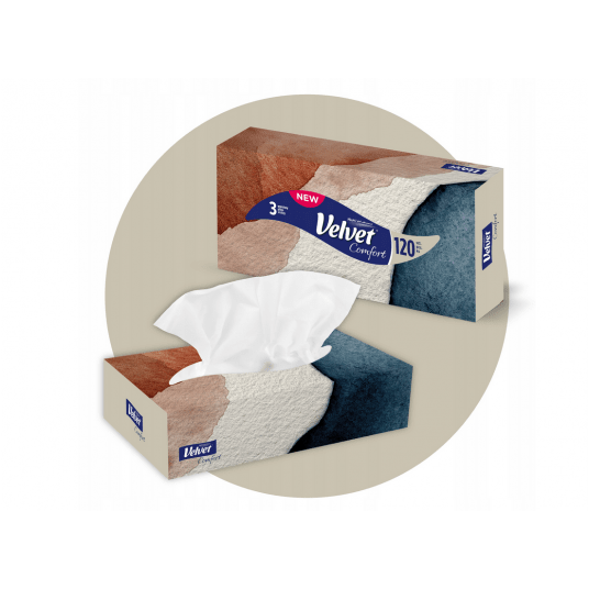 Chusteczki pudełko 3W 120szt VELVET COMFORT /32 -zdjęcie numer 4