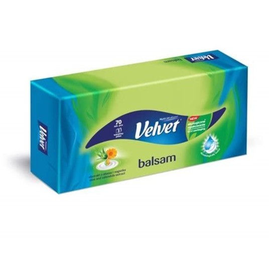 Chusteczki pudełko 3W 70szt VELVET BALSAM /40 -zdjęcie numer 1