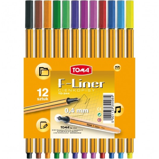 Cienkopis TOMA F-LINER 0,4MM 12 kolorów -zdjęcie numer 1