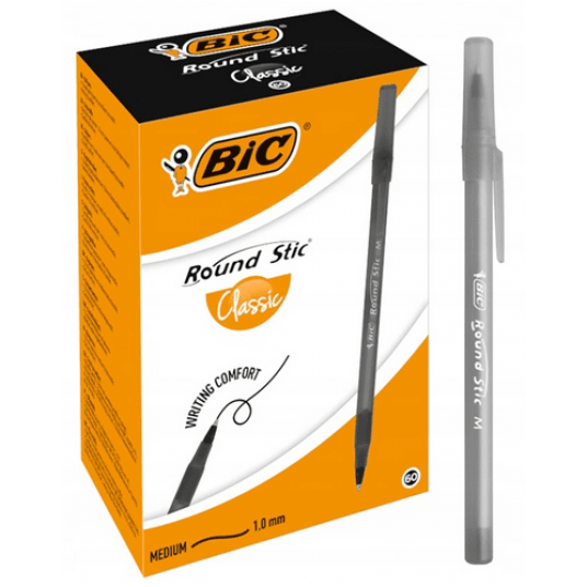Długopis BIC olejowy ROUND STIC CZARNY /60 -zdjęcie numer 2