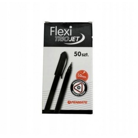 Długopis FLEXI TRIO 1MM CZARNY z zatyczką /50 -zdjęcie numer 1