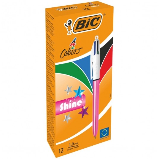 Długopis wielokolorowy Bic 4 Colours Shine Pink -zdjęcie numer 1