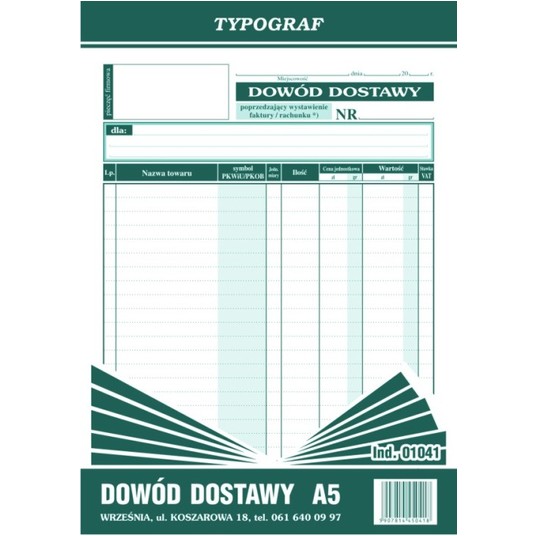 Dowód dostawy A5 1szt /5 -zdjęcie numer 1