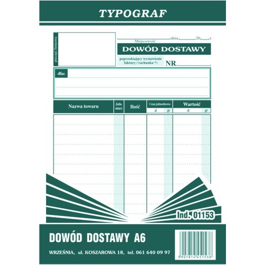 Dowód dostawy pion A6 1szt /5 -zdjęcie numer 1