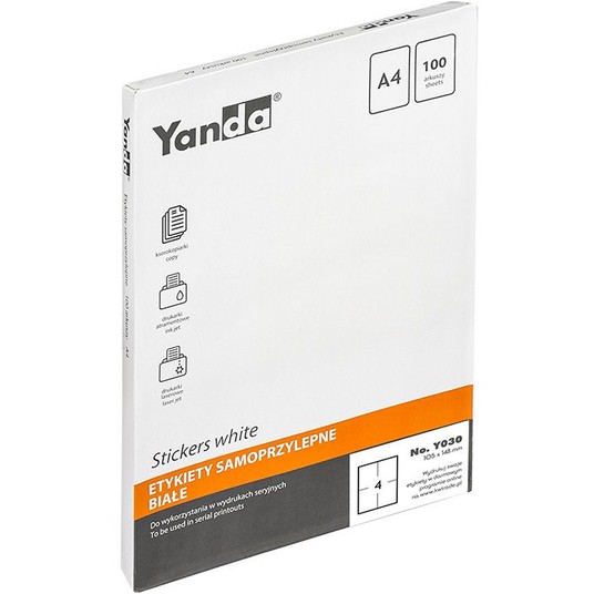 Etykieta samoprzylepna YANDA 105x148mm '4' 100szt -zdjęcie numer 1