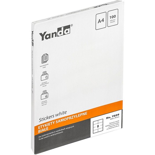 Etykieta samoprzylepna YANDA 105x74 mm '8' 100szt -zdjęcie numer 1