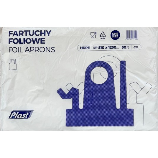 Fartuch foliowy biały 50szt PLAST 81x125cm /20 -zdjęcie numer 1