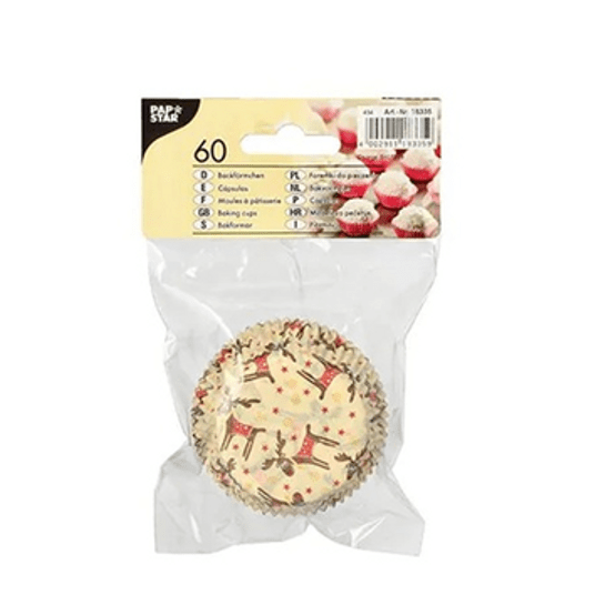 Foremki do pieczenia fi 5cm RENIFERY 60szt -zdjęcie numer 2
