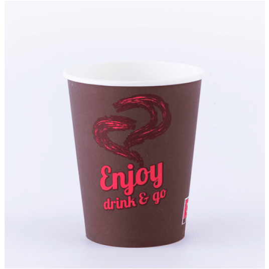 Kubek papierowy 250ml nadr ENJOY BRĄZ 50szt /10 -zdjęcie numer 1