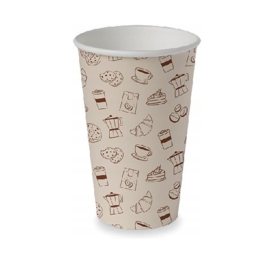 Kubek papierowy 300ml nadr KAWA IKONKI 50szt -zdjęcie numer 1