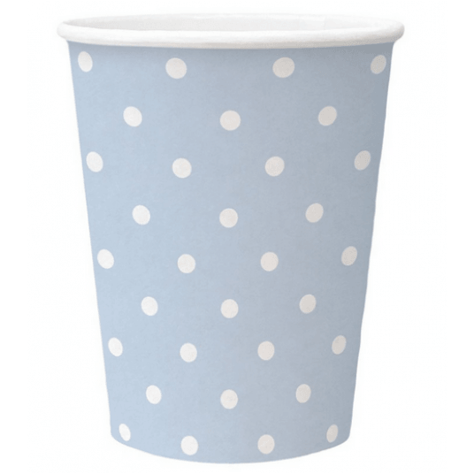 Kubki papierowe 250ml Jasnoniebies Kropki 8szt /12 -zdjęcie numer 1