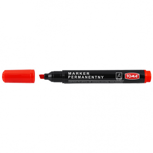 Marker permanentny TOMA CZERWONY ścięty TO-201 -zdjęcie numer 1