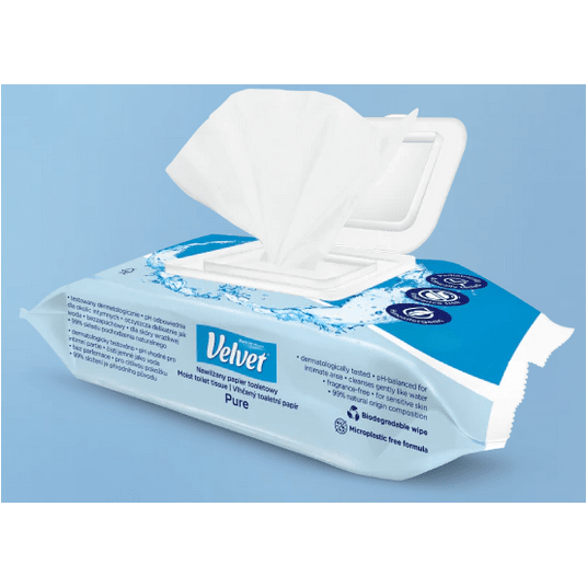 Nawilżany papier toaletowy VELVET PURE 48szt /16 -zdjęcie numer 2