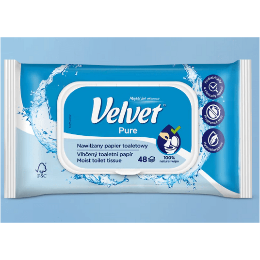 Nawilżany papier toaletowy VELVET PURE 48szt /16 -zdjęcie numer 1