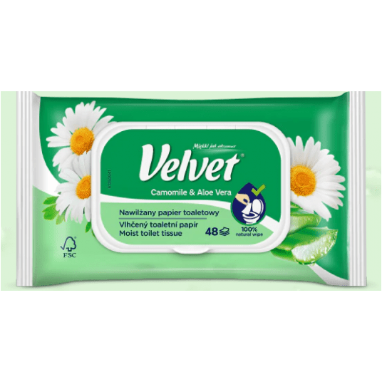 Nawilżany papier toaletowy VELVET Rumian 48szt /16 -zdjęcie numer 1