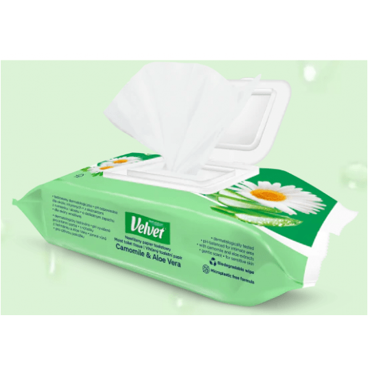 Nawilżany papier toaletowy VELVET Rumian 48szt /16 -zdjęcie numer 2