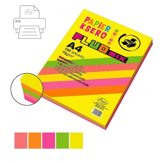 Papier ksero Protos A4 80G MIX FLUO 100szt -zdjęcie numer 1
