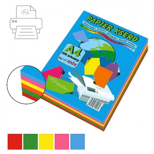 Papier ksero Protos A4 80G MIX intens kolory 200sz -zdjęcie numer 1