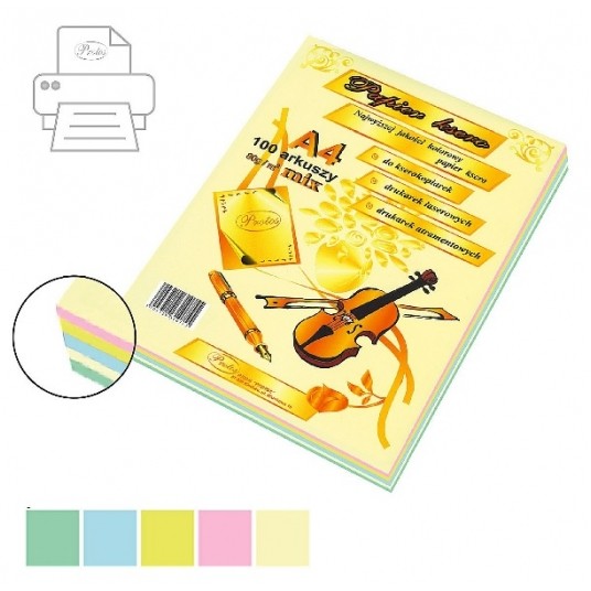 Papier ksero Protos A4 80G PASTEL MIX 100szt -zdjęcie numer 1