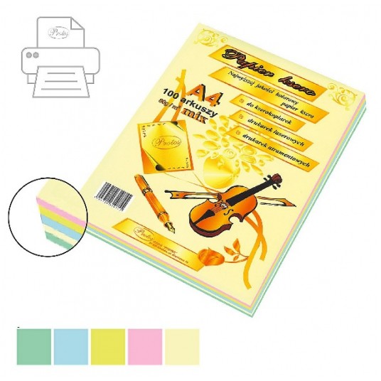 Papier ksero Protos A4 80G PASTEL MIX 100szt -zdjęcie numer 1