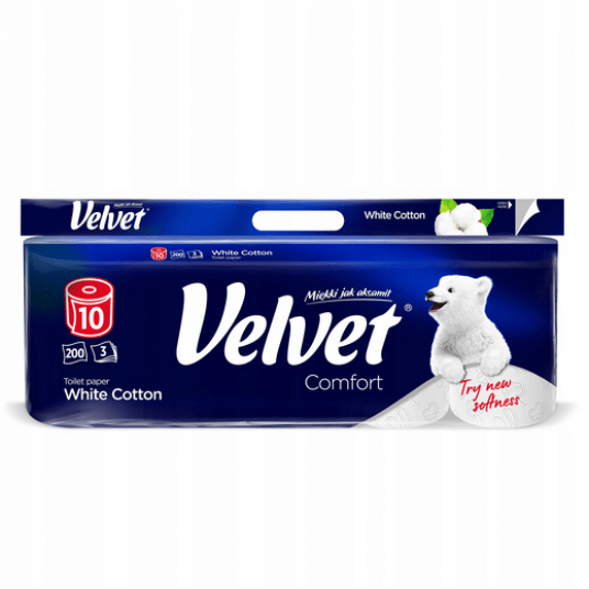 Papier toalet 3W VELVET BIAŁY 200list 10rol /7 -zdjęcie numer 1