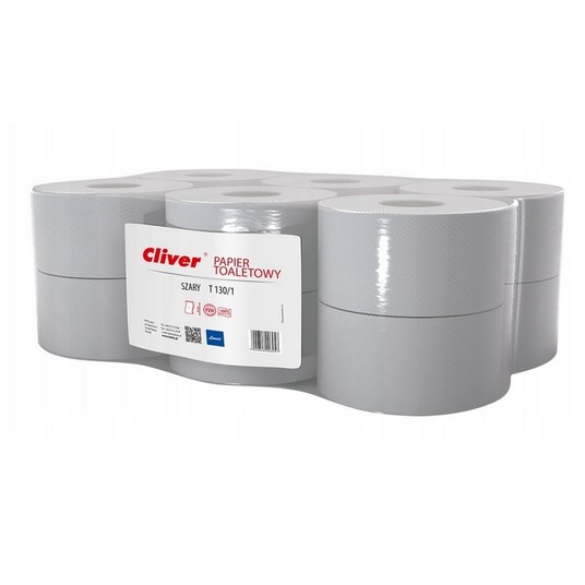 Papier toalet jumbo 1W 130m CLIVER SZARY 12rol -zdjęcie numer 1