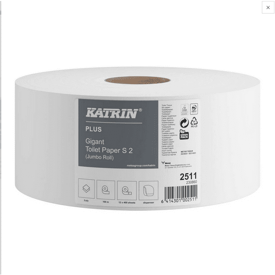 Papier toalet jumbo 2W 100m KATRIN+ GIGANT 12rol -zdjęcie numer 2