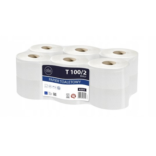 Papier toalet jumbo 2W 90m ELLIS BIAŁY 12rol -zdjęcie numer 1