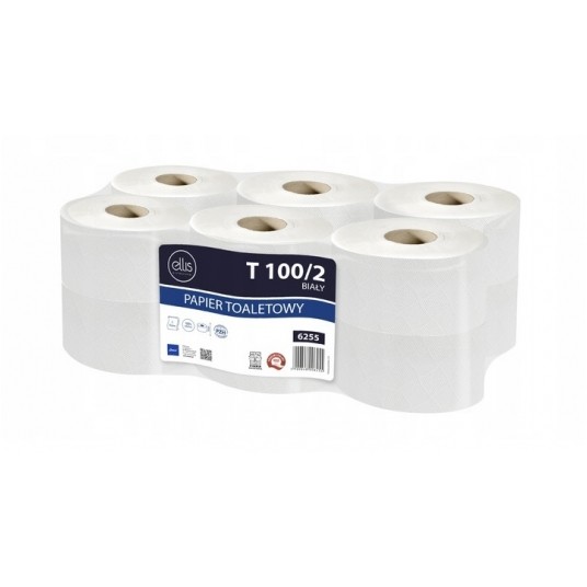 Papier toalet jumbo 2W 90m ELLIS PROF BIAŁY 12rol -zdjęcie numer 1