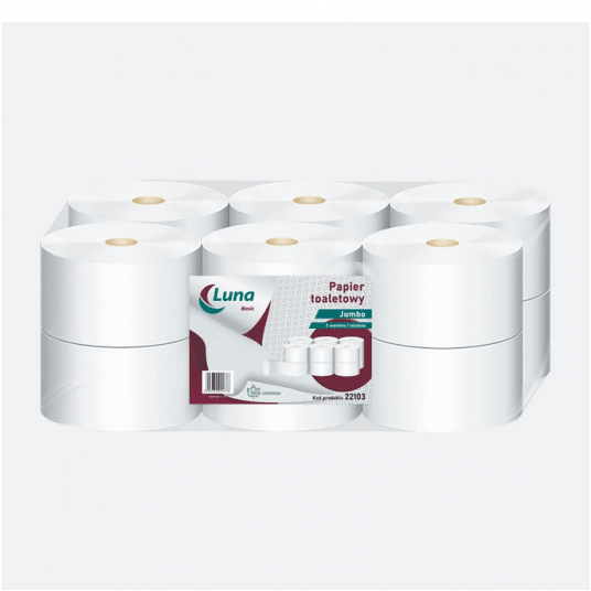 Papier toalet jumbo 2W 90m LUNA BIAŁY 12szt -zdjęcie numer 1