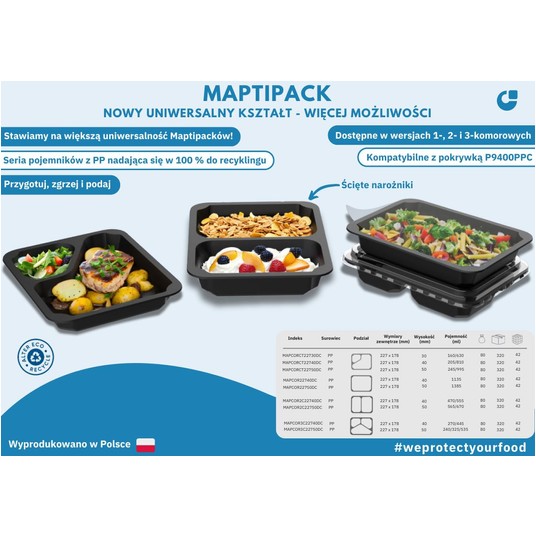 Pojemnik MAPCOR 2-DZ 227x178x50 CZARNY 320szt -zdjęcie numer 1