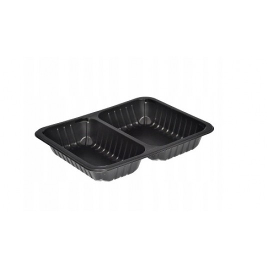 Pojemnik zgrzew żebro 2-DZ 227x178x50 CZARN 320szt -zdjęcie numer 1