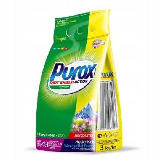 Proszek do prania 3kg PUROX Uniwersalny ZIELONY -zdjęcie numer 1