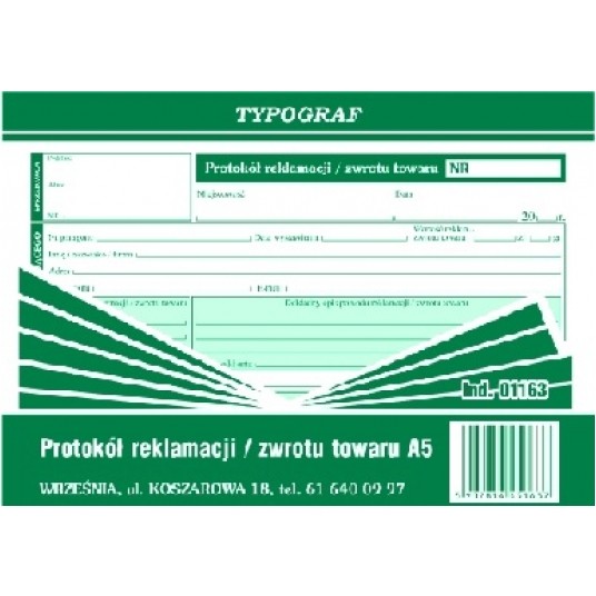 Protokuł reklamacji/zwrotu towaru A5 1szt /5 -zdjęcie numer 1