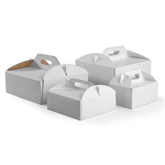 Pudełko karton rączka 21x21x12cm BIAŁE 25szt -zdjęcie numer 1