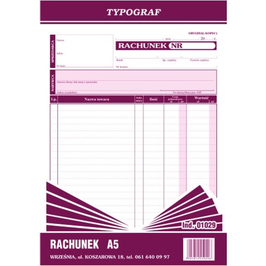 Rachunek A5 1szt /5 -zdjęcie numer 1