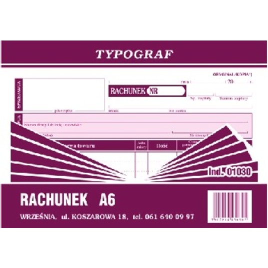 Rachunek poziomo A6 1szt /5 -zdjęcie numer 1